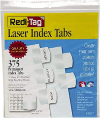 Redi-Tag - 1-1/8 x 1-1/4" 375 Tabs, Self-Adhesive, Self-Adhesive File Folder Tabs - White - Benchmark Tooling