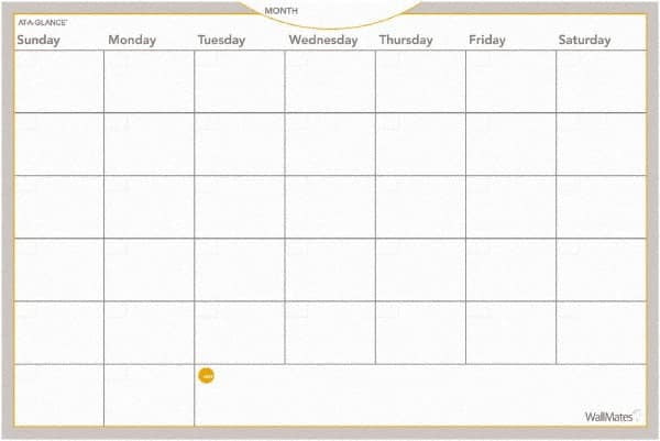 AT-A-GLANCE - 36 Sheet, 36 x 24", Monthly Planning Surface - Gray, White & Orange - Benchmark Tooling