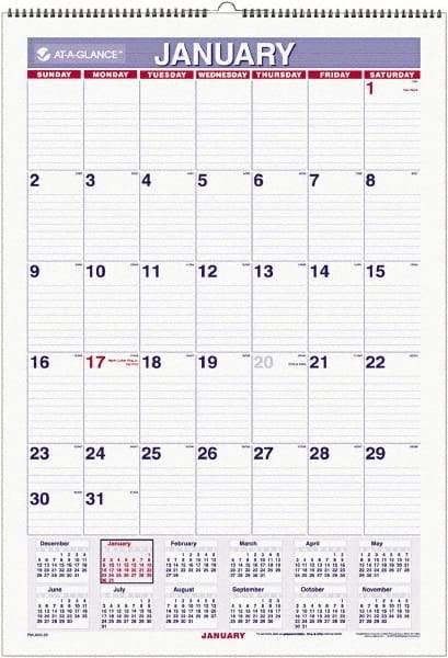 AT-A-GLANCE - 6 Sheet, 15-1/2 x 22-3/4", Ruled Blocks Wall Calendar - White - Benchmark Tooling