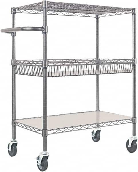 ALERA - 500 Lb Capacity, 34" Wide x 18" Long x 40" High Standard Utility Cart - 2 Shelf, Steel - Benchmark Tooling