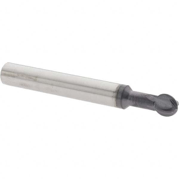 Accupro - 5/16" Diam, 0.266" LOC, 4 Flute Solid Carbide Ball End Mill - nACo Finish, Single End, 2-1/2" OAL, 5/16" Shank Diam, Undercutting - Benchmark Tooling