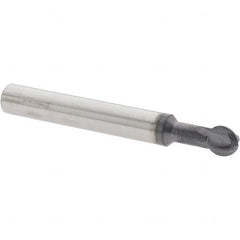 Accupro - 5/16" Diam, 0.266" LOC, 4 Flute Solid Carbide Ball End Mill - nACo Finish, Single End, 2-1/2" OAL, 5/16" Shank Diam, Undercutting - Benchmark Tooling