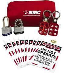 NMC - 5 Piece Lockout Tagout Kit - Keyed Differently, Comes in Pouch - Benchmark Tooling