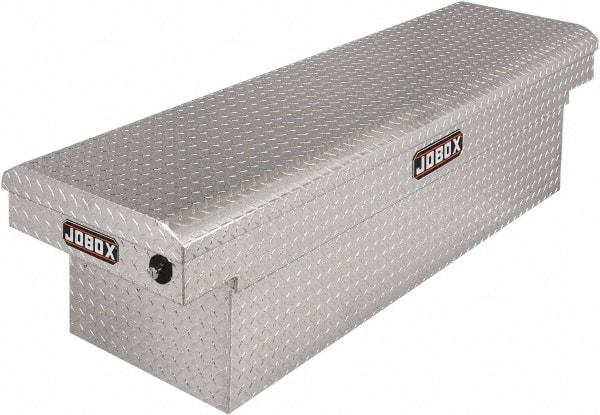 Jobox - 4 Compartment Crossover Truck Box - 71-1/8" Wide x 20-1/4" Deep x 18" High, Aluminum, Silver - Benchmark Tooling