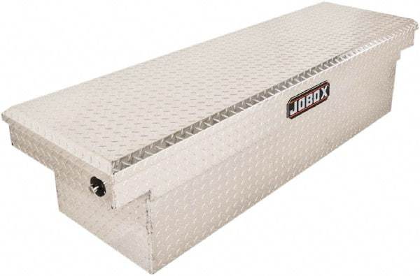 Jobox - 4 Compartment Crossover Truck Box - 70-1/8" Wide x 20-1/4" Deep x 18" High, Aluminum, Silver - Benchmark Tooling