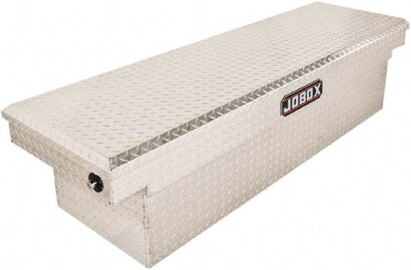 Jobox - 4 Compartment Crossover Truck Box - 70-1/8" Wide x 20-1/4" Deep x 17-1/4" High, Aluminum, Silver - Benchmark Tooling