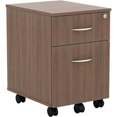 Pedestal File Cabinet: 2 Drawers, Woodgrain Laminate, Walnut 22.88″ OAH, 19.13″ OAD