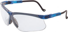 Safety Glass: Anti-Fog & Scratch-Resistant, Polycarbonate, Clear Lenses, Full-Framed, UV Protection Vapor Blue Frame, Single, Adjustable