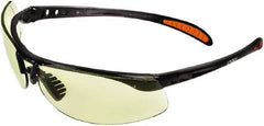 Safety Glass: Anti-Fog & Scratch-Resistant, Polycarbonate, Yellow Lenses, Full-Framed, UV Protection Metallic Black Frame, Single