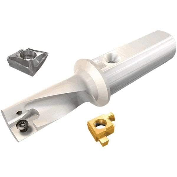 Iscar - 14mm Max Diam, 2.25xD, 31.5mm Max Drill Depth, 16mm Shank Diam, 83.5mm OAL, Replaceable Tip Drill - XCMT-MF Insert, DRG-MF Toolholder, Series DRG-MF - Benchmark Tooling