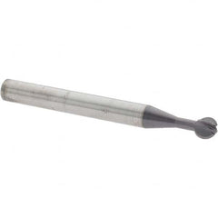 Accupro - 1/4" Diam, 0.233" LOC, 4 Flute Solid Carbide Ball End Mill - nACo Finish, Single End, 2-1/2" OAL, 1/4" Shank Diam, Undercutting - Benchmark Tooling