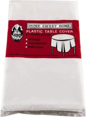 Tablemate Products - Table Set Round Table Cover, Plastic, 84" Diam, White, 6/Pack - Benchmark Tooling