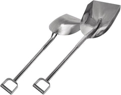 SANI-LAV - 15-1/2" High x 11-1/2" Wide Round Steel Shovel - 24-1/2" Long Steel D-Grip Handle, No Step - Benchmark Tooling