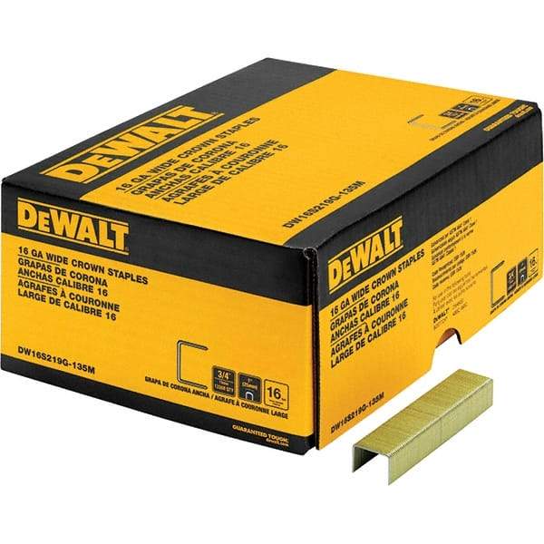 DeWALT - 1" Long x 1/16" Wide, 16 Gauge Crowned Construction Staple - Steel, Galvanized Finish - Benchmark Tooling