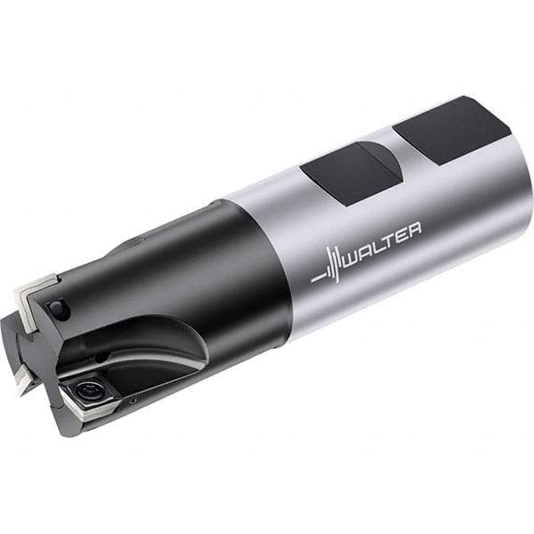 Walter - 3/4" Cut Diam, 5.6mm Max Depth of Cut, 3/4" Shank Diam, 75.6mm OAL, Indexable Square Shoulder End Mill - Weldon Shank, 0° Lead Angle, Through Coolant, Series M4132-UW - Benchmark Tooling