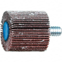 PFERD - 1" Diam x 1" Face Width, Aluminum Oxide Coated Mounted Flap Wheel - 1/4-20 Threaded Mount, 120 Grit, 25,000 Max RPM - Benchmark Tooling