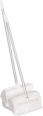 Remco - 14" Wide x 7-1/8" Deep x 47-1/2" High Upright Dustpan with Broom - Plastic Body, 37" Aluminum Handle, White - Benchmark Tooling