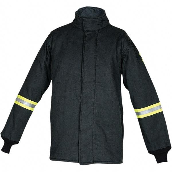 Oberon - Size L Arc Flash Coat - Black, Aramid, Zipper with Hook & Loop Flap Closure, 42" Chest - Benchmark Tooling