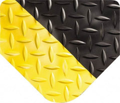 Wearwell - 12' Long x 3' Wide, Dry Environment, Anti-Fatigue Matting - Black with Yellow Borders, Vinyl with Urethane Sponge Base, Beveled on All 4 Sides - Benchmark Tooling