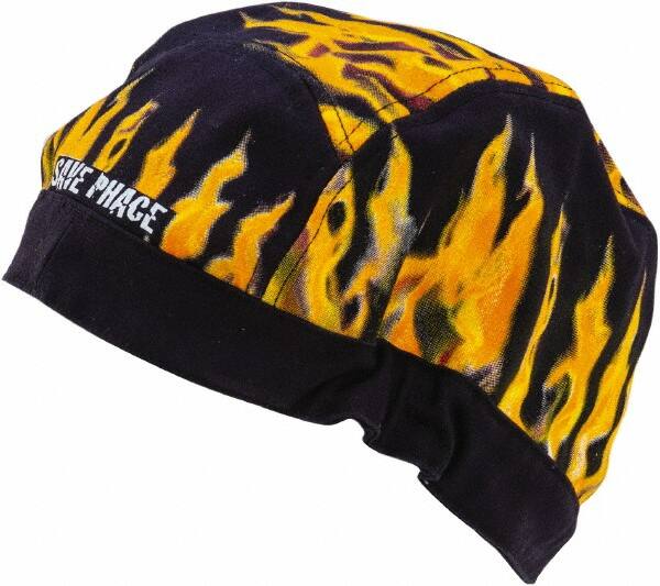 Save Phace - Size Universal, Flame Resistant Elastic Skull Cap - Black Flames Pattern, Cotton - Benchmark Tooling