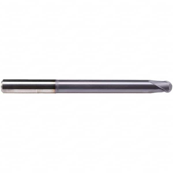 Emuge - 3mm Diam, 3.5mm LOC, 2 Flute Solid Carbide Ball End Mill - TiAlN Finish, Single End, 80mm OAL, 6mm Shank Diam, Ball Flute - Benchmark Tooling