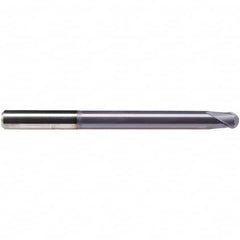 Emuge - 1.5mm Diam, 2.5mm LOC, 2 Flute Solid Carbide Ball End Mill - TiAlN Finish, Single End, 80mm OAL, 6mm Shank Diam, Ball Flute - Benchmark Tooling