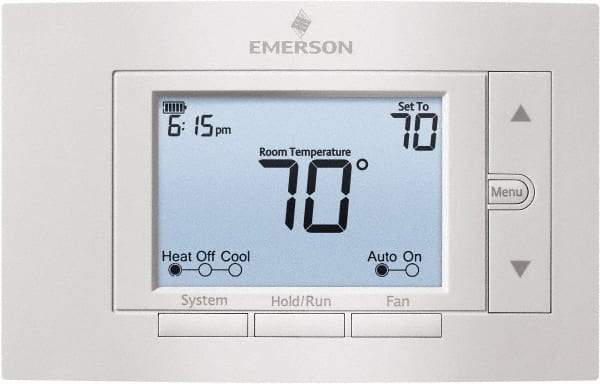 White-Rodgers - 50 to 99°F, 4 Heat, 2 Cool, Digital Programmable Multi-Stage Thermostat - 20 to 30 Volts, 1.77" Inside Depth x 1.77" Inside Height x 5-1/4" Inside Width, Horizontal Mount - Benchmark Tooling