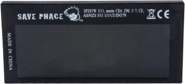 Save Phace - 3.74" Wide x 1.42" High, Lens Shade 3 to 11, Polycarbonate Auto-Darkening Filter - 1/4" Thick, Green, Inside Mount - Benchmark Tooling