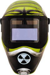 Save Phace - 4.33" Window Width x 3.54" Window Height, 4, 9 to 13 Shade Auto-Darkening Lens, Fixed Front Welding Helmet - Green/Black, Nylon Green Lens - Benchmark Tooling