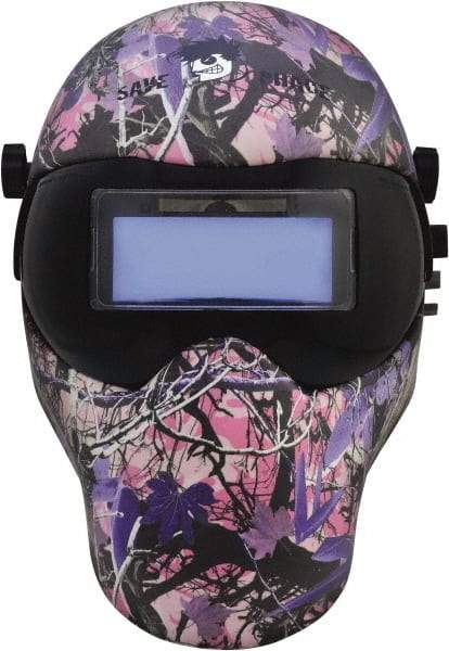 Save Phace - 4-1/4" Window Width x 2" Window Height, 4, 9 to 13 Shade Auto-Darkening Lens, Fixed Front Welding Helmet - Multi-Color, Nylon Green Lens - Benchmark Tooling