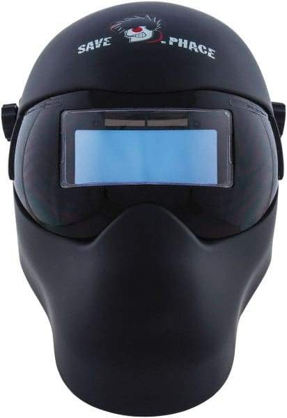 Save Phace - 3.62" Window Width x 1.42" Window Height, 3 to 10 Shade Auto-Darkening Lens, Fixed Front Welding Helmet - Black, Nylon Green Lens - Benchmark Tooling