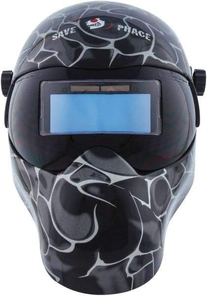 Save Phace - 3.62" Window Width x 1.42" Window Height, 3 to 10 Shade Auto-Darkening Lens, Fixed Front Welding Helmet - Black/Gray, Nylon Green Lens - Benchmark Tooling