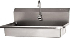 SANI-LAV - 27" Long x 16-1/2" Wide Inside, 1 Compartment, Grade 304 Stainless Steel (2) Person ADA Wash-Station with Electronic Faucet - 16 Gauge, 30" Long x 20" Wide x 21-1/2" High Outside, 5-1/2" Deep - Benchmark Tooling