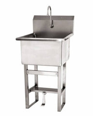 SANI-LAV - 24" Long x 24" Wide Inside, 1 Compartment, Grade 304 Stainless Steel Utility Sink Double Foot Pedal Valve - 14 Gauge, 27" Long x 27-1/2" Wide x 48" High Outside, 12" Deep - Benchmark Tooling