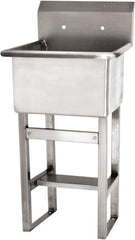 SANI-LAV - 18" Long x 18" Wide Inside, 1 Compartment, Grade 304 Stainless Steel Utility Sink Single Foot Pedal Valve - 14 Gauge, 21" Long x 20-1/2" Wide x 48" High Outside, 12" Deep - Benchmark Tooling