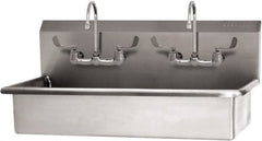 SANI-LAV - 37" Long x 16-1/2" Wide Inside, 1 Compartment, Grade 304 Stainless Steel (2) Person Wash-Station with Manual Faucet - 16 Gauge, 40" Long x 20" Wide x 18" High Outside, 8" Deep - Benchmark Tooling