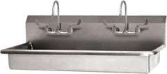 SANI-LAV - 45" Long x 16-1/2" Wide Inside, 1 Compartment, Grade 304 Stainless Steel (3) Person ADA Wash-Station with Electronic Faucet - 16 Gauge, 48" Long x 20" Wide x 21-1/2" High Outside, 5-1/2" Deep - Benchmark Tooling