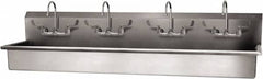 SANI-LAV - 77" Long x 16-1/2" Wide Inside, 1 Compartment, Grade 304 Stainless Steel (4) Person Wash-Station with Manual Faucet - 16 Gauge, 80" Long x 20" Wide x 18" High Outside, 8" Deep - Benchmark Tooling