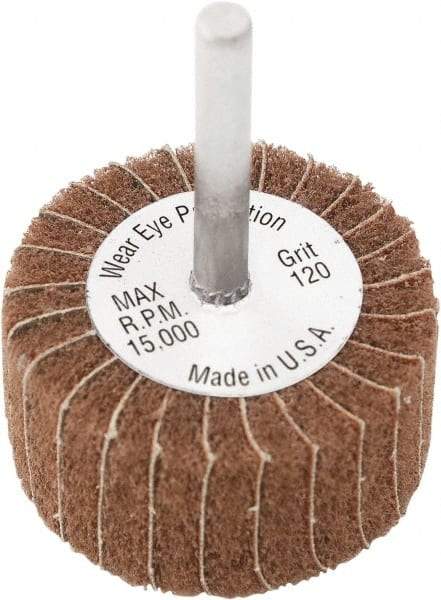 Camel Grinding Wheels - 3" Diam x 1" Face Width, Fine Aluminum Oxide Coated Mounted Flap Wheel - 1/4" Shank Mount, 80 Grit, X Weighted Cloth Backing, 20,000 Max RPM - Benchmark Tooling