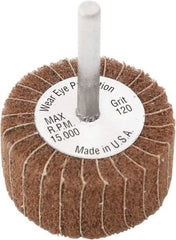 Camel Grinding Wheels - 3" Diam x 2" Face Width, Coarse/Extra Coarse Aluminum Oxide Coated Mounted Flap Wheel - 1/4" Shank Mount, 60 Grit, X Weighted Cloth Backing, 20,000 Max RPM - Benchmark Tooling