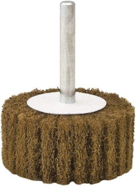 Camel Grinding Wheels - 3" Diam x 2" Face Width, Coarse Aluminum Oxide Nonwoven Mounted Flap Wheel - 1/4" Shank Mount, 60 Grit, X Weighted Cloth Backing, 20,000 Max RPM - Benchmark Tooling