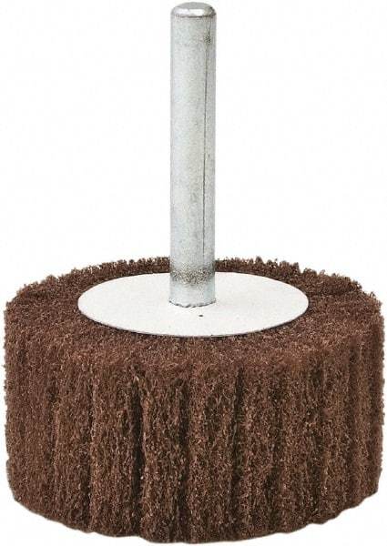 Camel Grinding Wheels - 3" Diam x 1" Face Width, Fine Aluminum Oxide Nonwoven Mounted Flap Wheel - 1/4" Shank Mount, 180 Grit, X Weighted Cloth Backing, 20,000 Max RPM - Benchmark Tooling