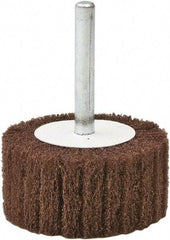 Camel Grinding Wheels - 1" Diam x 1" Face Width, Fine Aluminum Oxide Nonwoven Mounted Flap Wheel - 1/4" Shank Mount, 180 Grit, X Weighted Cloth Backing, 30,000 Max RPM - Benchmark Tooling