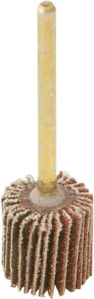 Camel Grinding Wheels - 3/4" Diam x 3/16" Face Width, Fine Aluminum Oxide Coated Mounted Flap Wheel - 1/8" Shank Mount, 180 Grit, X Weighted Cloth Backing, 38,000 Max RPM - Benchmark Tooling