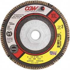 Camel Grinding Wheels - 40 Grit, 4-1/2" Disc Diam, 7/8" Center Hole, Type 29 Zirconia Alumina Flap Disc - 13,300 Max RPM, Poly Cotton Backing, Arbor Attaching System, Coated - Benchmark Tooling