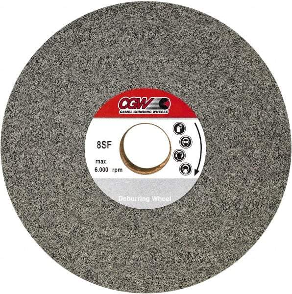 Camel Grinding Wheels - 8" Diam, 1/2" Face Width, 3" Center Hole, Fine Grade, Silicon Carbide Deburring Wheel - Convolute, Hard Density 8 Grade, 4,500 RPM - Benchmark Tooling