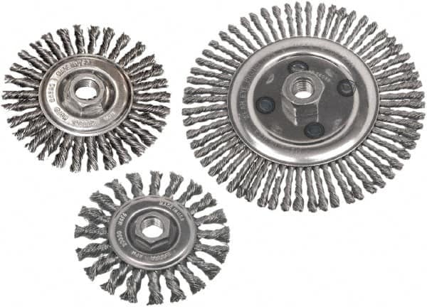 Camel Grinding Wheels - 6-1/2" OD, 5/8-11 Arbor Hole, Stringer Bead Steel Wheel Brush - 6-1/2" Face Width, 1-5/8" Trim Length, 0.02" Filament Diam - Benchmark Tooling