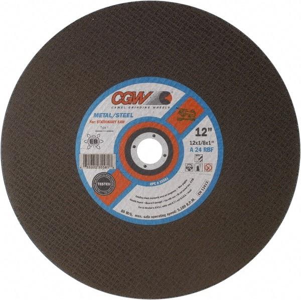 Camel Grinding Wheels - 12" 24 Grit Aluminum Oxide Cutoff Wheel - 1/8" Thick, 1" Arbor, 5,100 Max RPM - Benchmark Tooling