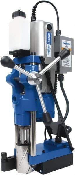 Hougen - 3/4" Chuck, 4" Travel, Portable Magnetic Drill Press - 70, 120, 200 & 332 RPM, 6.75 Amps, 1553 Watts, 230 Volts, 2' Cord Length - Benchmark Tooling