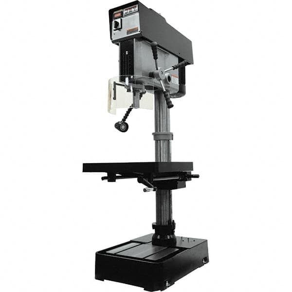 Jet - 10-7/16" Swing, Variable Speed Pulley Drill Press - Variable Speed, 2 hp, Single Phase - Benchmark Tooling